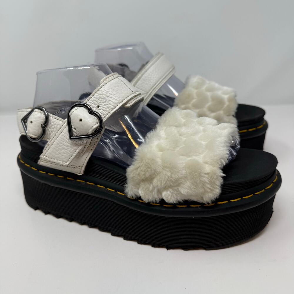 Dr. Martens Sandals Women's 9 White Voss Quad Fluffy Lug Sole Preppy Luxury - Picture 7 of 16